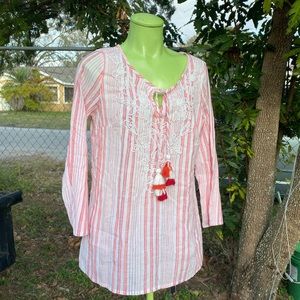 Soft Surroundings Women's Embroidered Tunic Top Style #2CU12 Size S